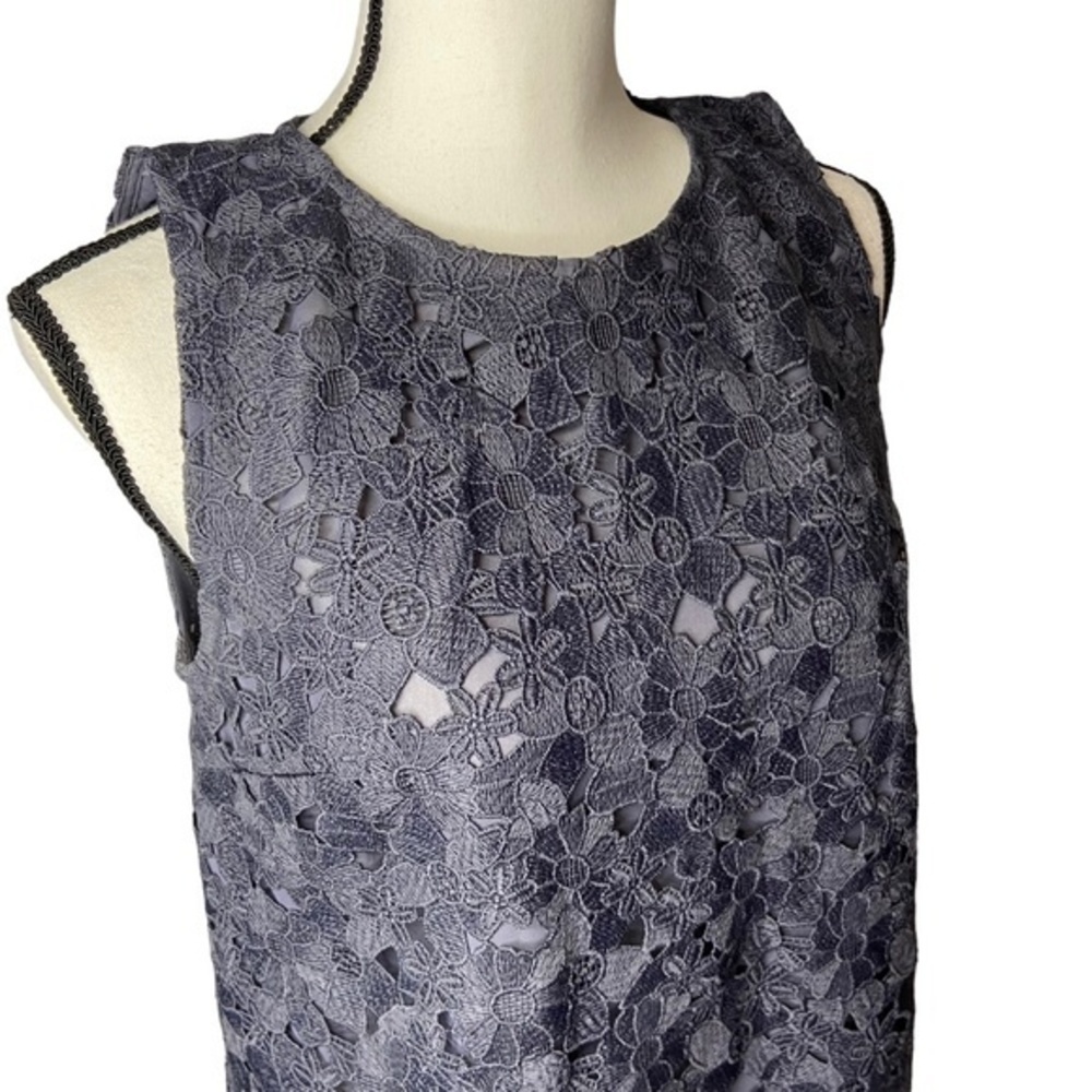Ann Taylor LOFT Top Dark Gray Floral Lace‎ Overlay Tank Blouse Size Small - Picture 4 of 14
